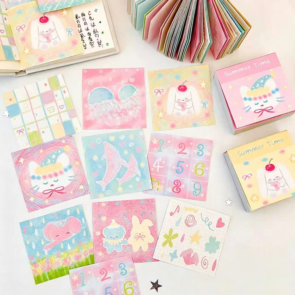 Graph Paper Pad - 120 vellen zomerse schattige mini-notitieboekjes, notitiepapier
