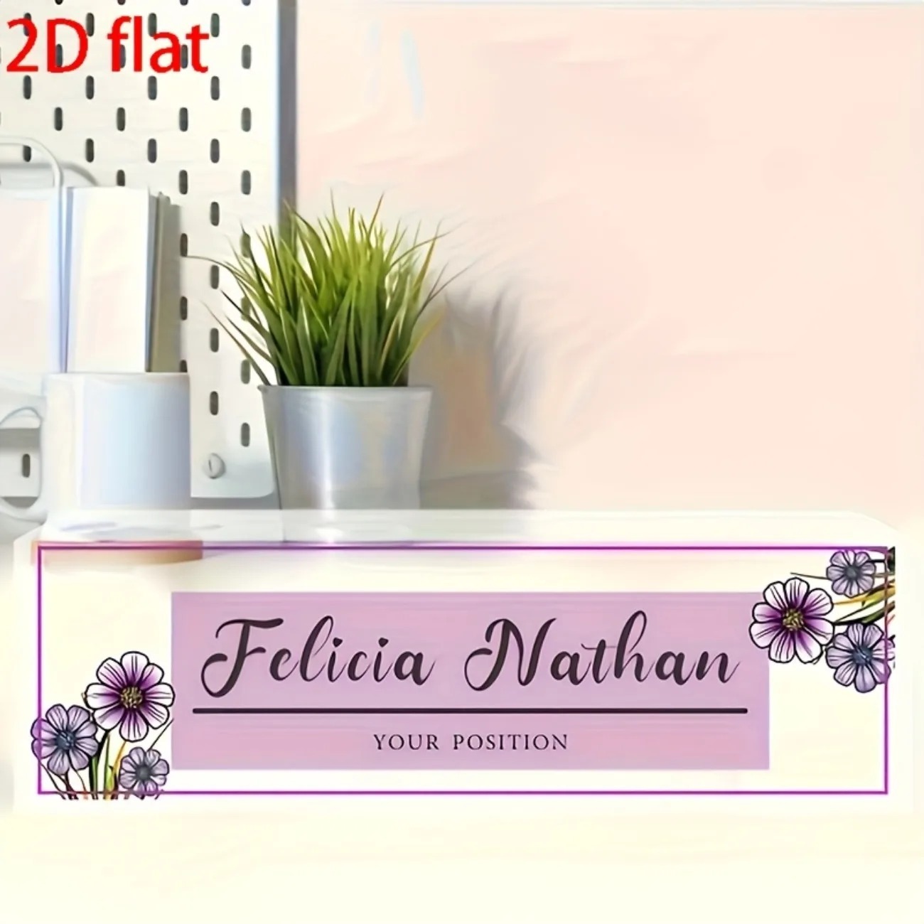 Roze-paarse bloemen-acryl naam - Desk Name Plate recensie en prijs